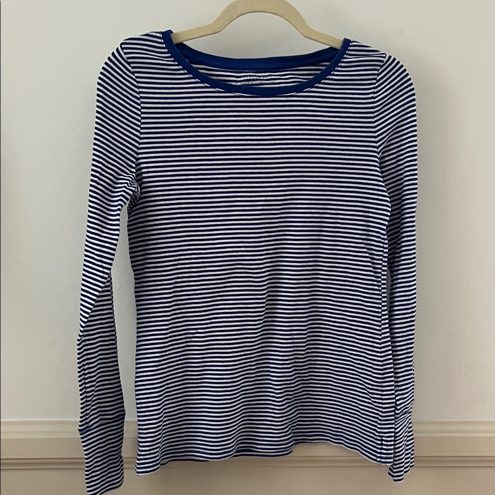 Talbots Striped Blue and White Long Sleeve Tee, Women's Size Small